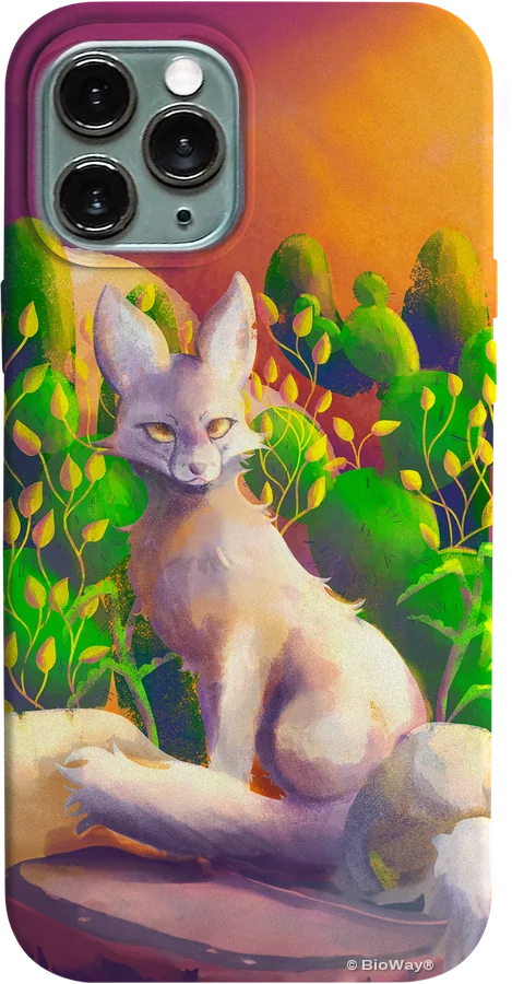 Funda de celular con la pintura del zorro de BioWay