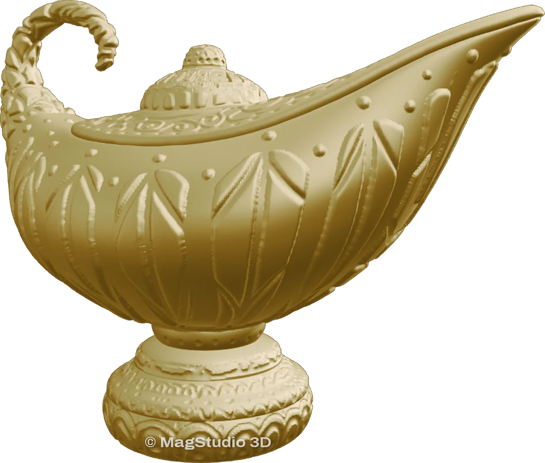 Lámpara dorada modelada en 3D